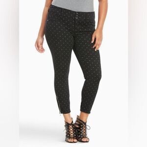 Torrid Black & Gray Polka Dots Mid Rise Zipper Leg Denim Jeans Women's Size 16R